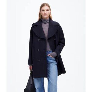 New MADEWELL Size Xs Oversized-Collar Peacoat in Insuluxe Fabric Navy NT129